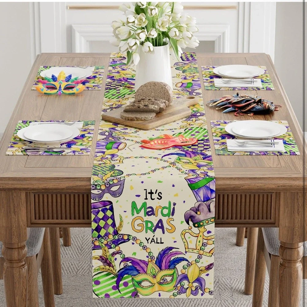 Mardi Gras Table Runner - Purple,‎ Green & Gold Party Decor 13x72